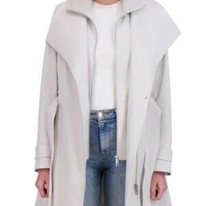 HALSTON Women’s Trench Coat XL Lt. Gray w/Removable Belt Water-Resistant NEW/TAG